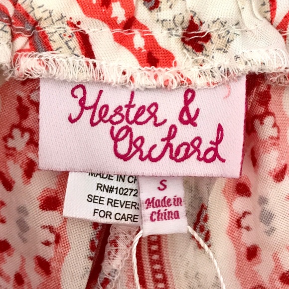 Hester & Orchard Orange Red White Medallion Drawstring Pants - Picture 7 of 10